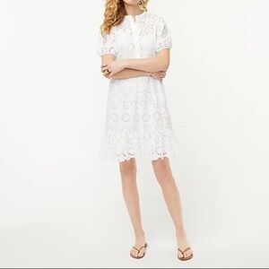 J. Crew White Puff-sleeve eyelet dress size 00